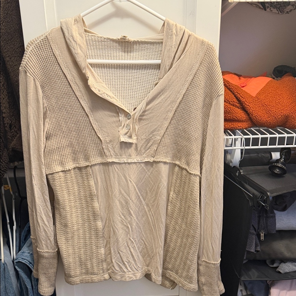 POL knit waffle pullover size small